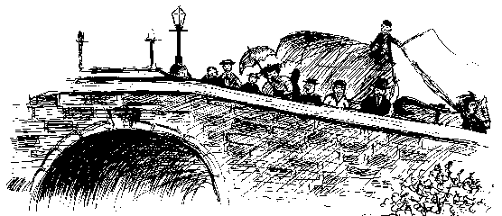 Onlookers on Dunkeld bridge